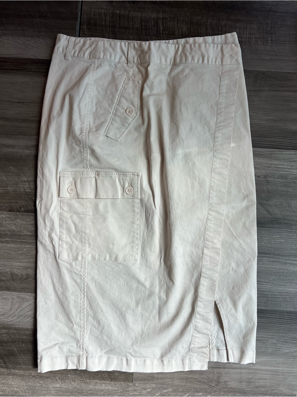 Casual Cream Utility Skirt with Button-Flap Pocket